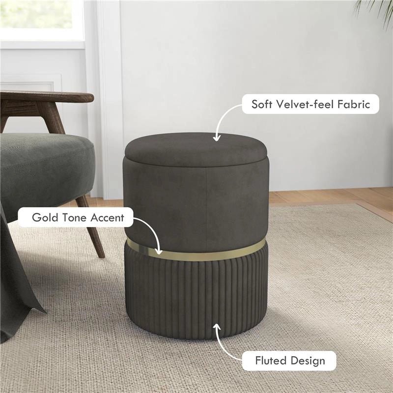 POUF CONTENITORE 120 KG MAX PER SOGGIORNO, INGRESSO E CAMERA, IN POLIESTERE, 36X36X44 CM, GRIGIO
