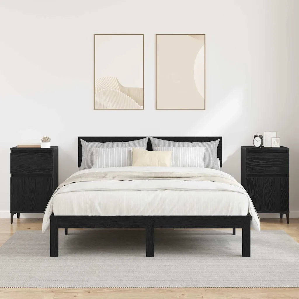 Armadio da Notte con cassetto 2 pcs Rovere Nero 40 x 35 x 70 cm 881256
