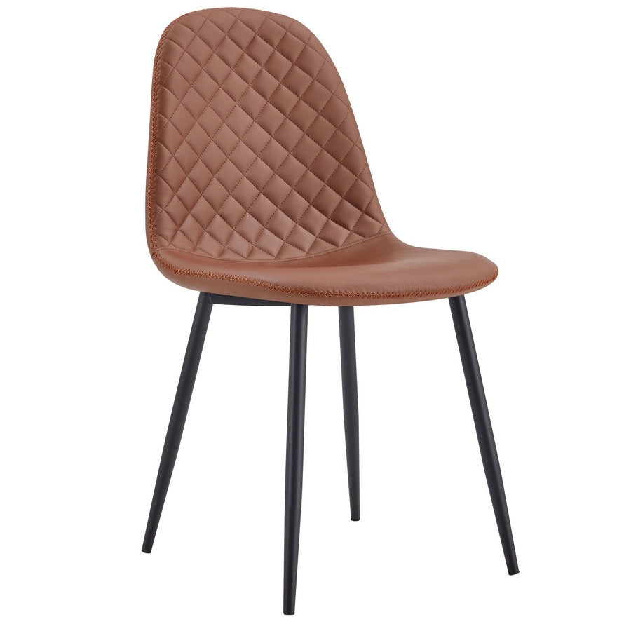 Set 4 Sedie 43x42x86 cm in Similpelle Trapuntata Bella Marrone