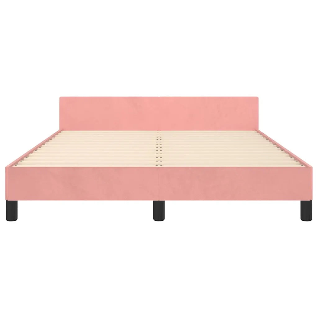 Giroletto con Testiera-Struttura letto con testiera senza Materasso Rosa 140x200 cm Velluto