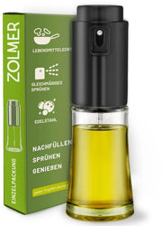 Olio Spruzzatore per olio di cottura – Olio Spruzzatore per airfryer, cucina, cottura e griglia – Fusto di Olio Spruzzatore in vetro e acciaio inossidabile – BPA libero, riempibile, sottile boccetta di spruzzo