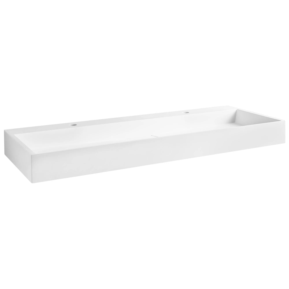 Lavabo doppio bagno classico rettangolare in ceramica finitura lucida 120 x 46 cm bianco Lavello da bagno rettangolare