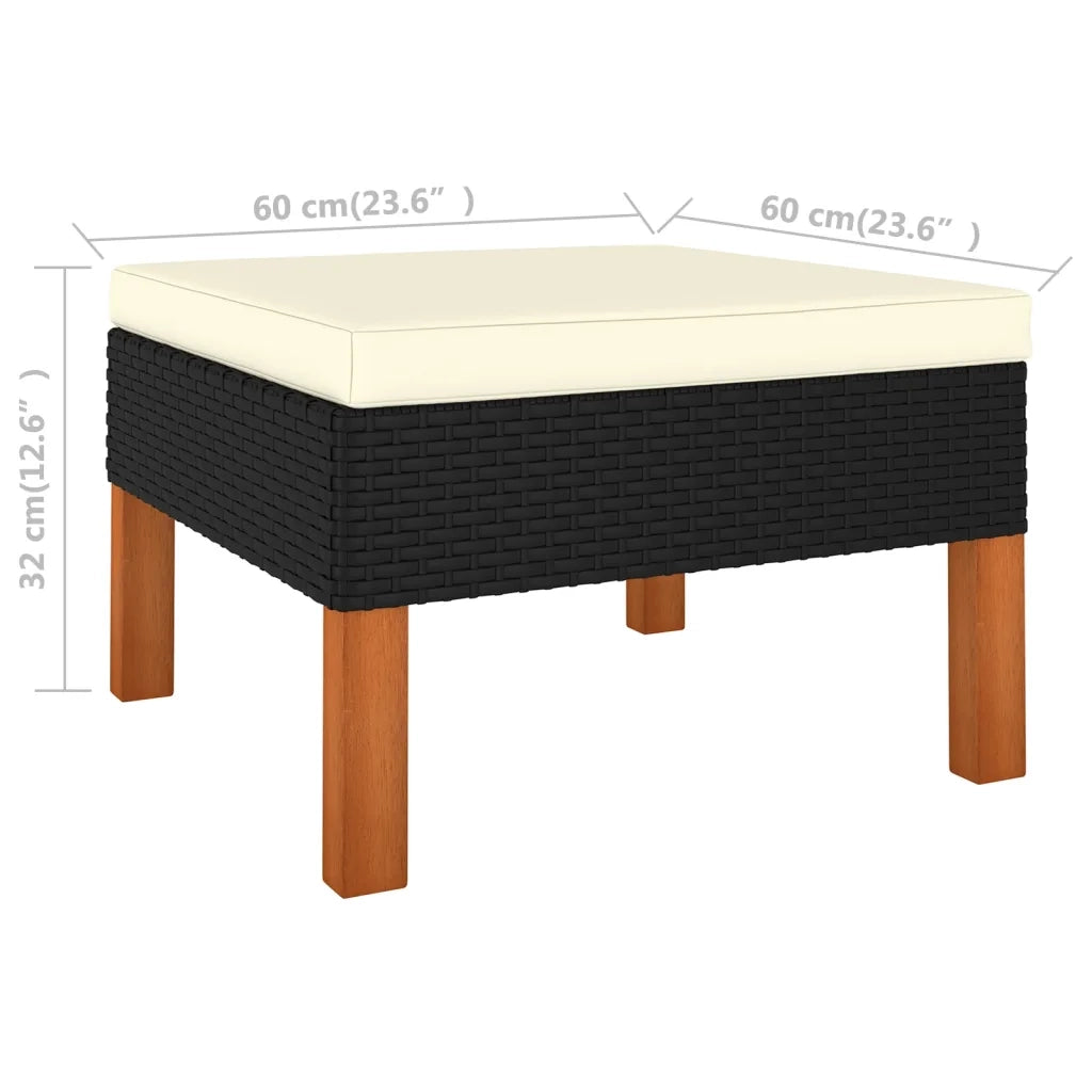 Set Divani da Giardino 7pz Polyrattan Legno di Eucalipto Nero cod mxl 42740