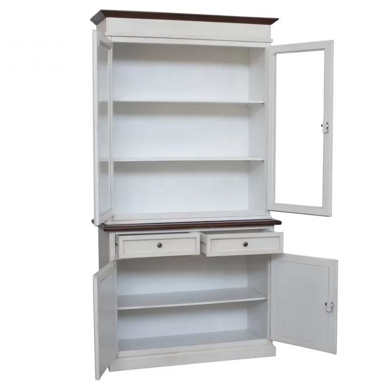 Cristalliera 2 porte shabby legno bianco invecchiato noce 105x42x205 - Mobili 2G