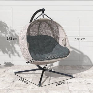 POLTRONA SOSPESA 2 POSTI 132x126x172 cm Sabbia con cuscino