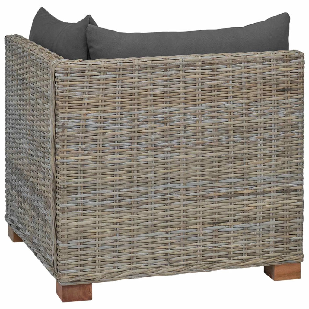 Divano Angolare con Cuscini GENDT Rattan naturale Grigio Kubu 42034383