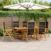 Set Pranzo da Giardino 7 pz Nero Polyrattan e Legno Massello