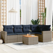 Set Divani da Giardino 6 pz con Cuscini Grigio in Polyrattan