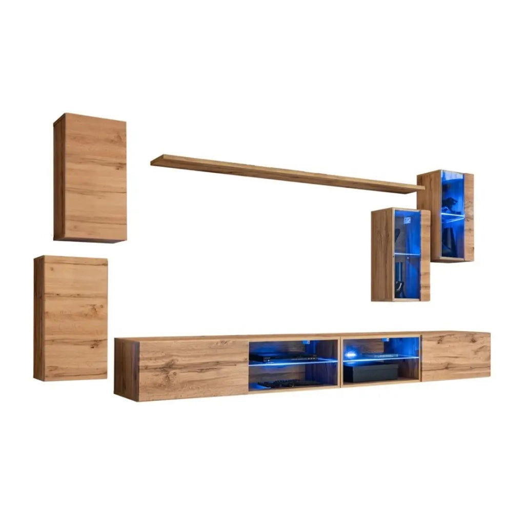 Set mobili da salotto SWITCH XXV – LED – Rovere – Design sospeso