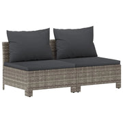 Divano da giardino a 2 posti con cuscini in resina intrecciata grigia 02_0013219