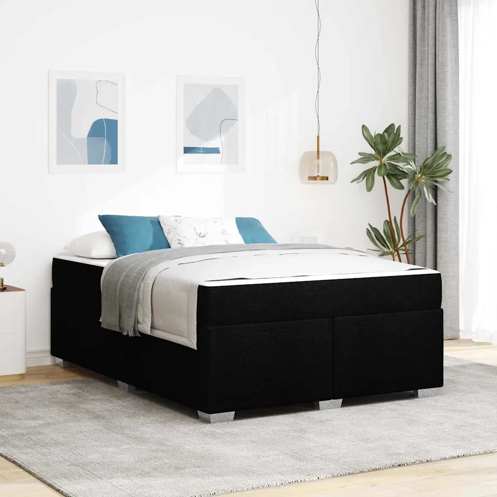 Struttura del letto con materasso Nero 140 x 200 cm Tessuto