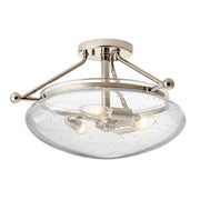 Lampada A Soffitto Contemporanea Belle Acciaio Nichel Lucido Vetro 3 Luci E14