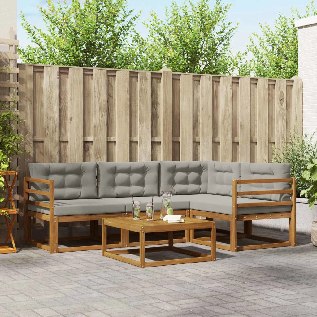 Set di divani da esterno 5 pcs Grigio Naturale e Chiaro 3367529