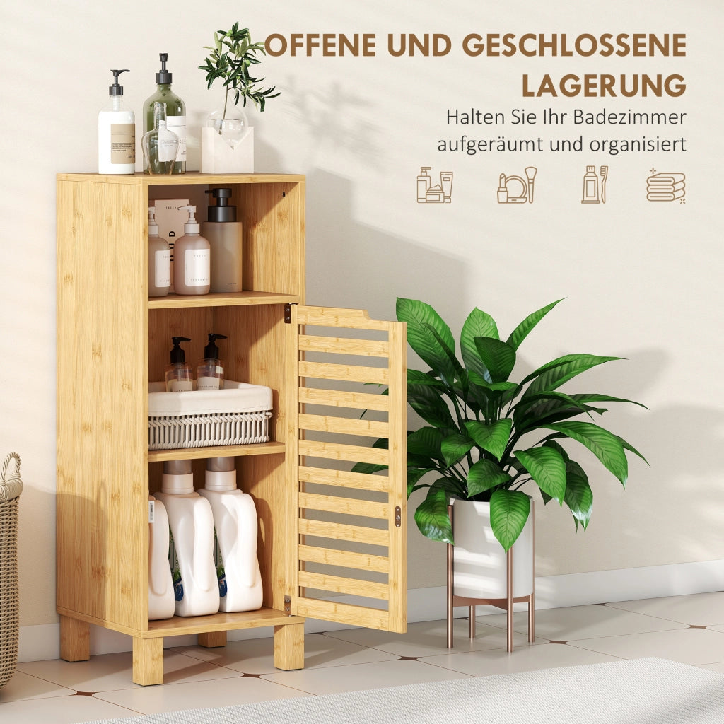 Mobile bagno a colonna in legno bamb¨´ ¨C Xylo ¨C porta a lamelle marrone chiaro