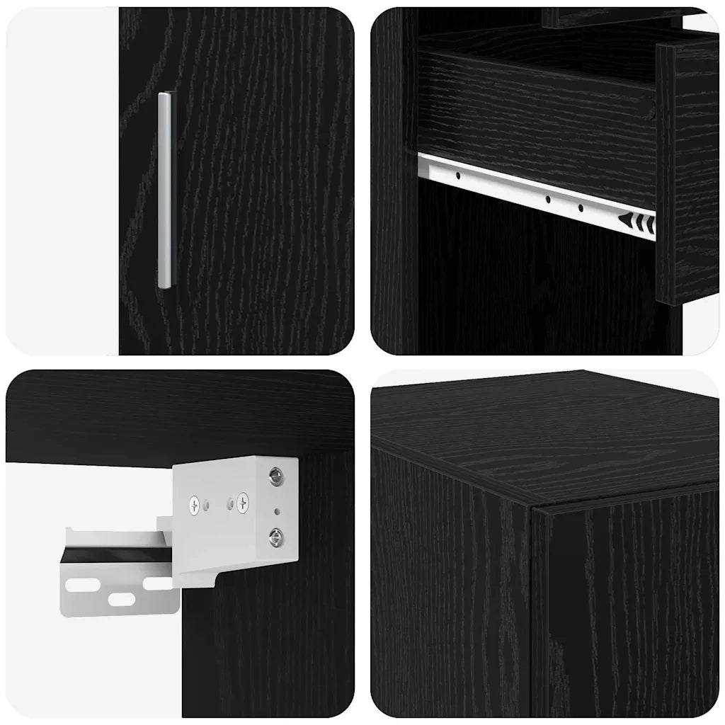 Armadio con cassetto 2 pcs Rovere Nero 30 x 42,5 x 225 cm 3365642