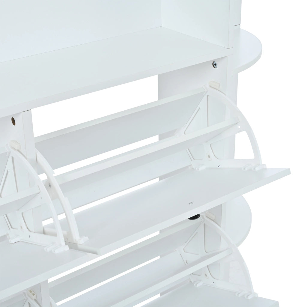 Scarpiera Multifunzione con Appendiabiti ¨C MINIMAL ¨C Bianco, 8 Ganci, 5 Ripiani, 120x24x200 cm
