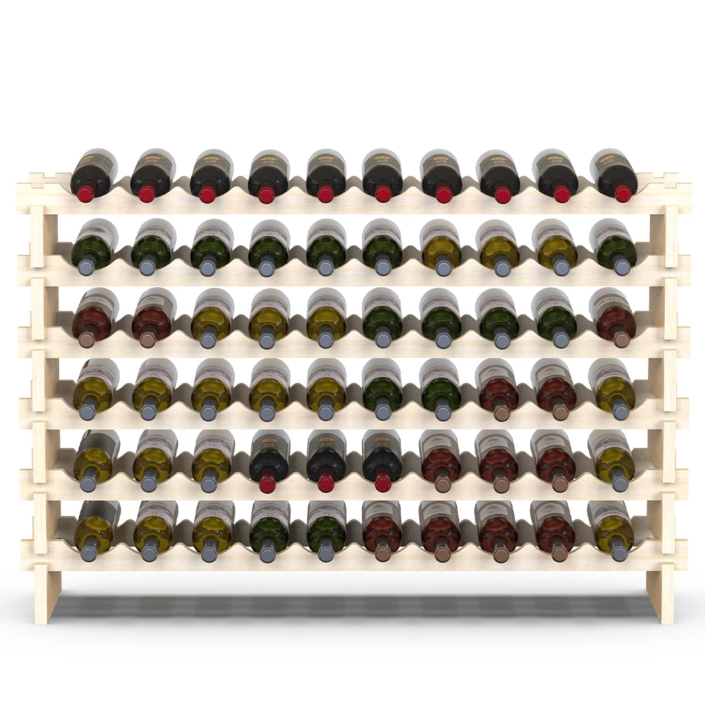 Porta Bottiglie Cantinetta Legno di Pino 6Piani 60 Scomparti 110x30 H80cm Casa Bar