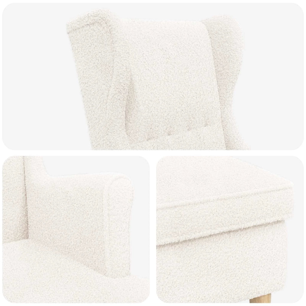 Poltrona con Ottomano 2 pz Crema Bouclé 3418834