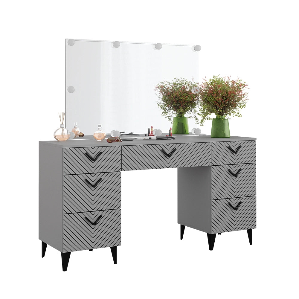 Vicco Tavolo da toeletta Grigio 150 cm con illuminazione a LED