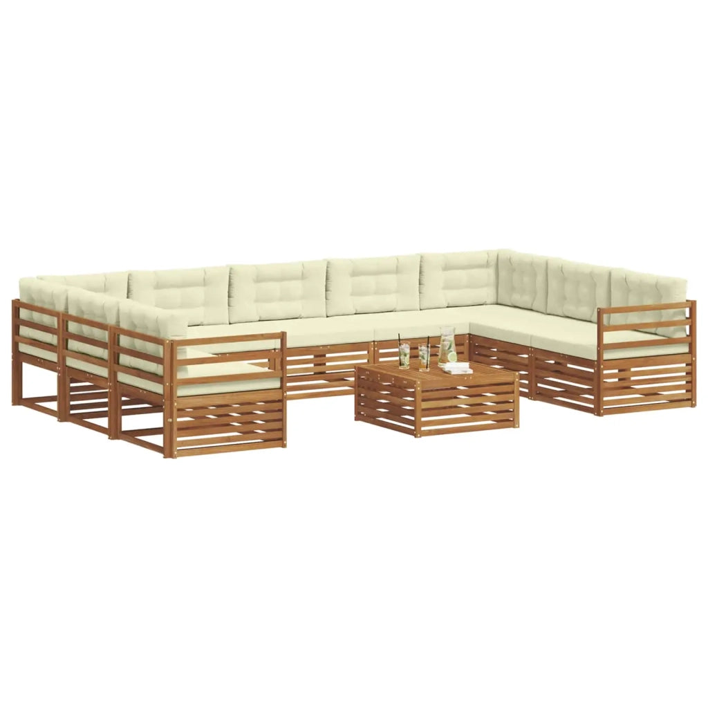Set di divani da esterno con cuscino 10 pcs Naturale e Crema 3374150