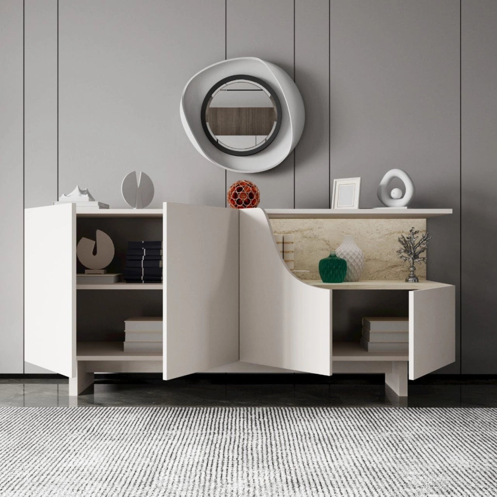 Credenza in legno "Line" - 180 x 40 x 81 cm - Beige