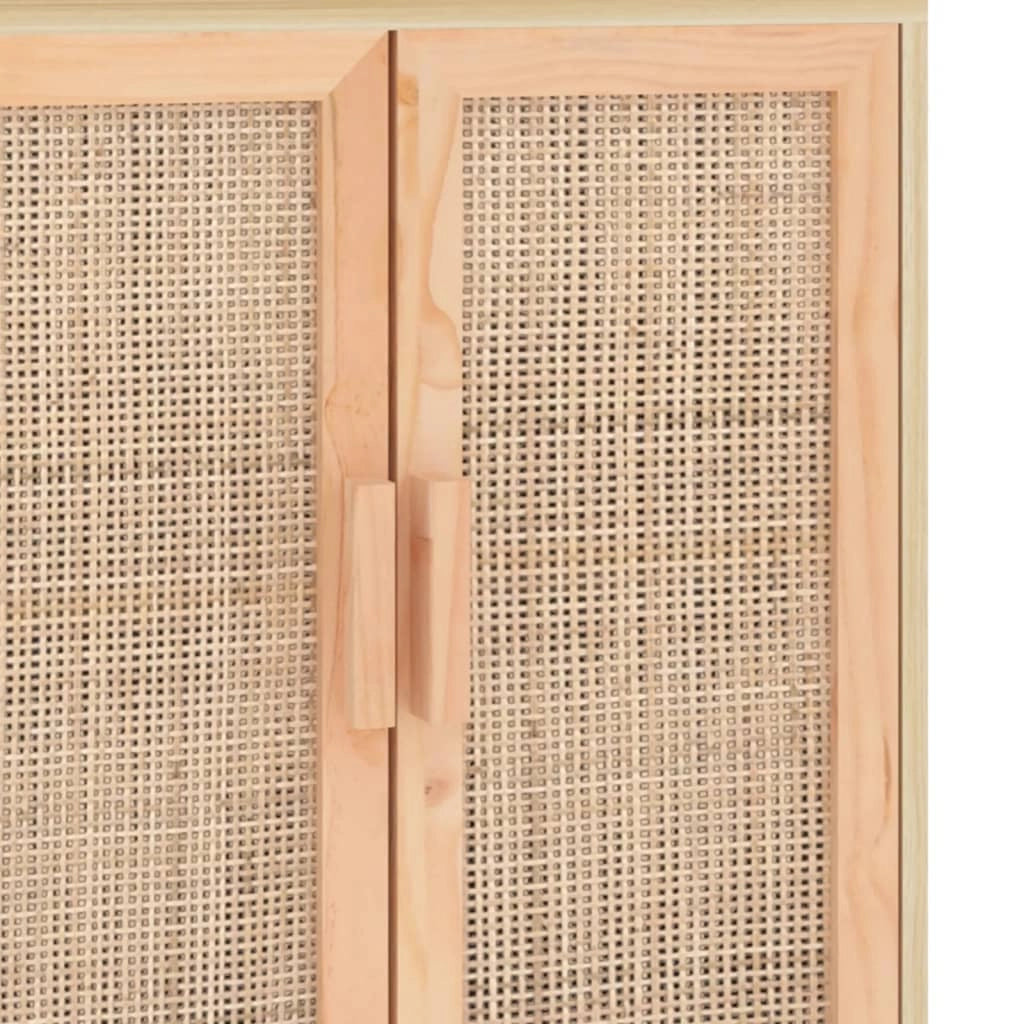 Buffet credenza cassettiera armadio mobile contenitore organizer per cucina soggiorno salotto 60 x 30 x 70 cm legno massello di pino e rattan marrone naturale 02_0035718