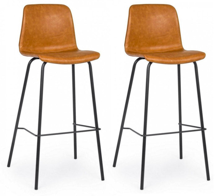 Set 2 Sgabelli Bar 39x44x103,5h cm Kyra Pu Cuoio Vintage