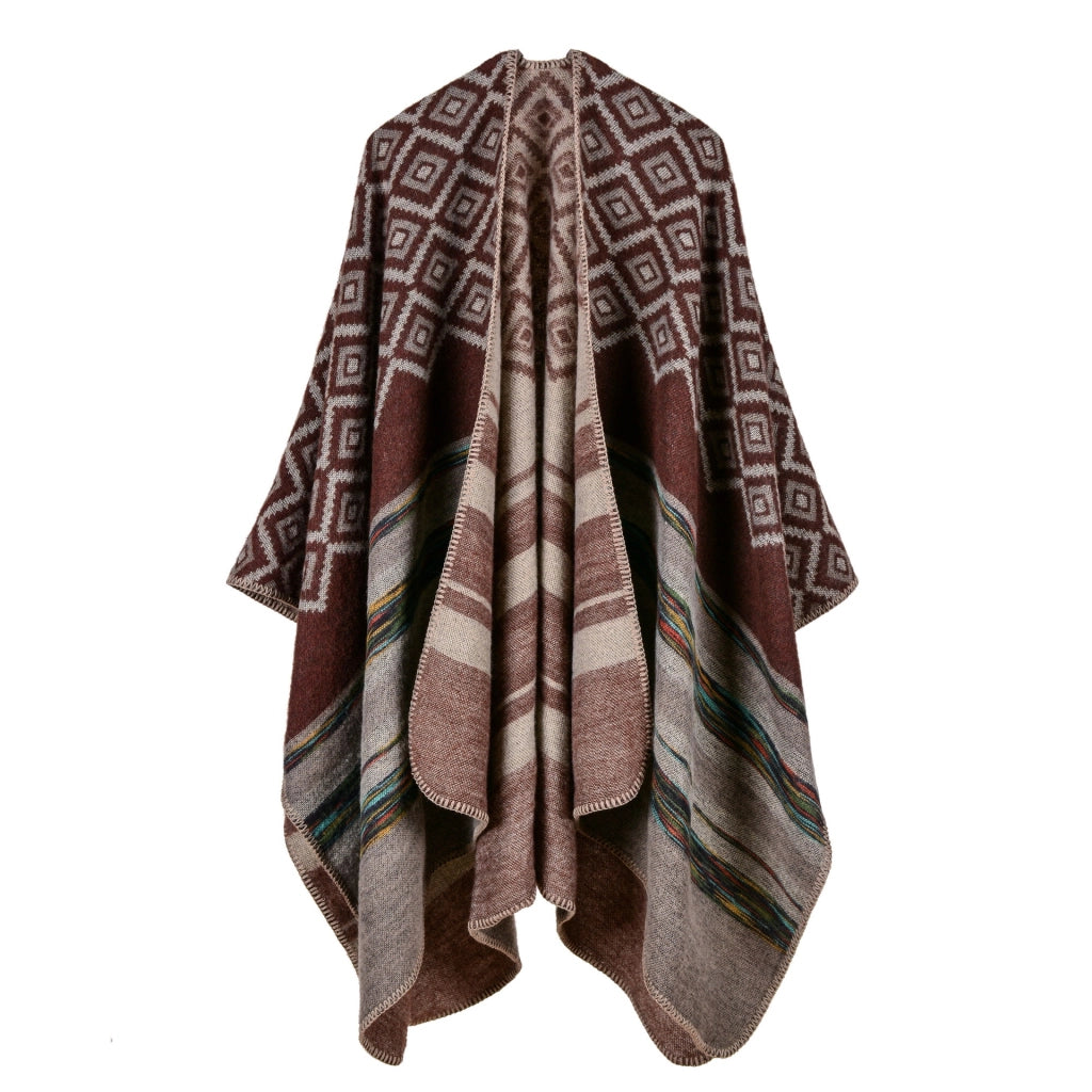Nuovo scialle da donna in cashmere a righe con stelle, extra lungo e spesso, scialle multiuso.