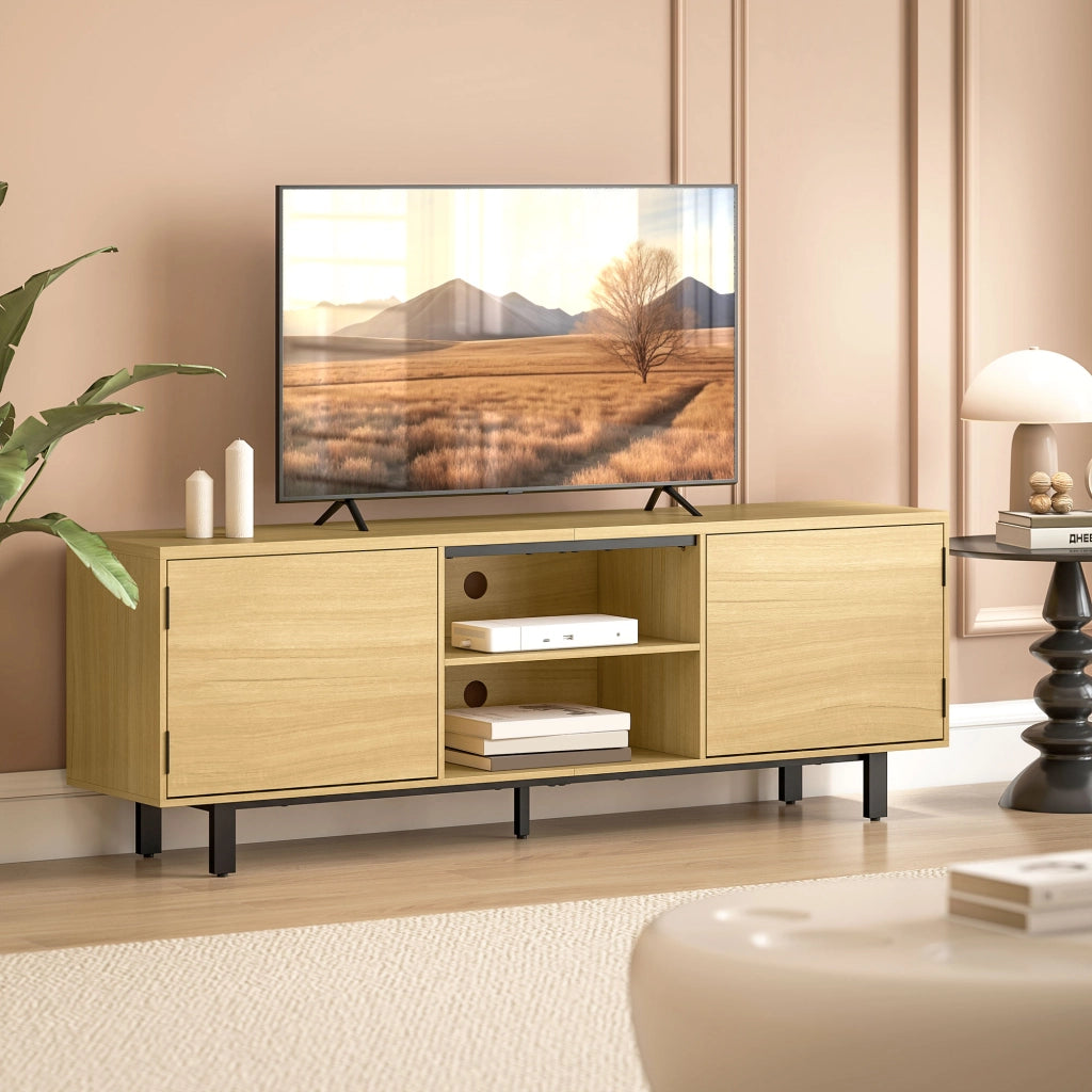 Mobile TV per TV fino a 65 pollici ¨C zephmum ¨C legno naturale 160x35x55,5cm