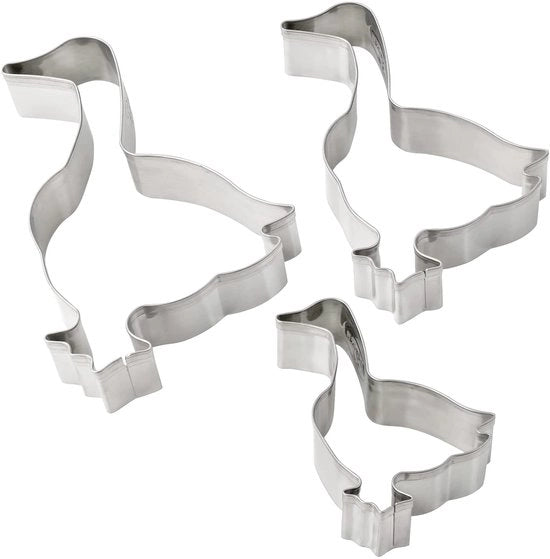 Set di stampini per biscotti in forma di oca da 3 pezzi – Stampini per biscotti bianchi per la festa di Natale – Stampini per biscotti in acciaio inossidabile per Natale