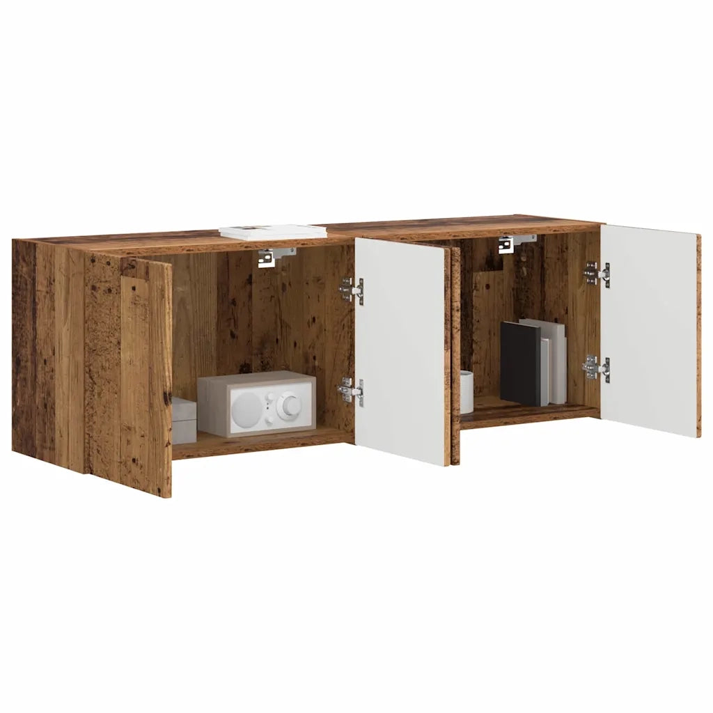 Mobile TV da parete 2 pz-Set di 2 Mobile TV a Muro-Credenza TV Legno vecchio 59,5 x 31 x 40 cm