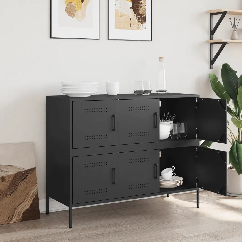 Credenza Nera 100,5x39x79 cm in Acciaio 843096