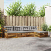 Set di divani da esterno 5 pcs Grigio Naturale e Chiaro