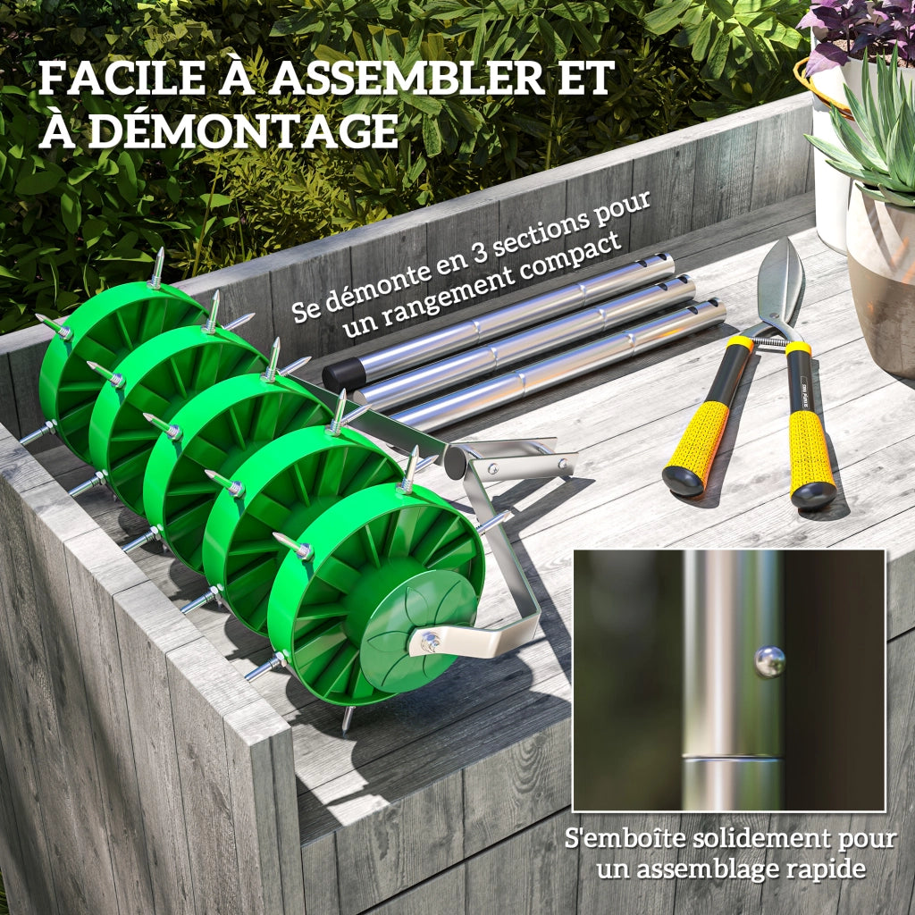 Aeratore per Prato Manuale 3 Pezzi ¨C Zephmum ¨C Verde Scuro 45x21x140 cm