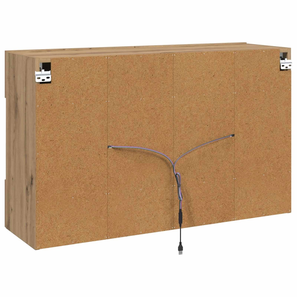 Mobile TV moderno da parete con illuminazione a LED 98,5 x 30 x 60,5 cm per un soggiorno elegante realizzato in legno di rovere ingegnerizzato finitura artigianale 02_0058391
