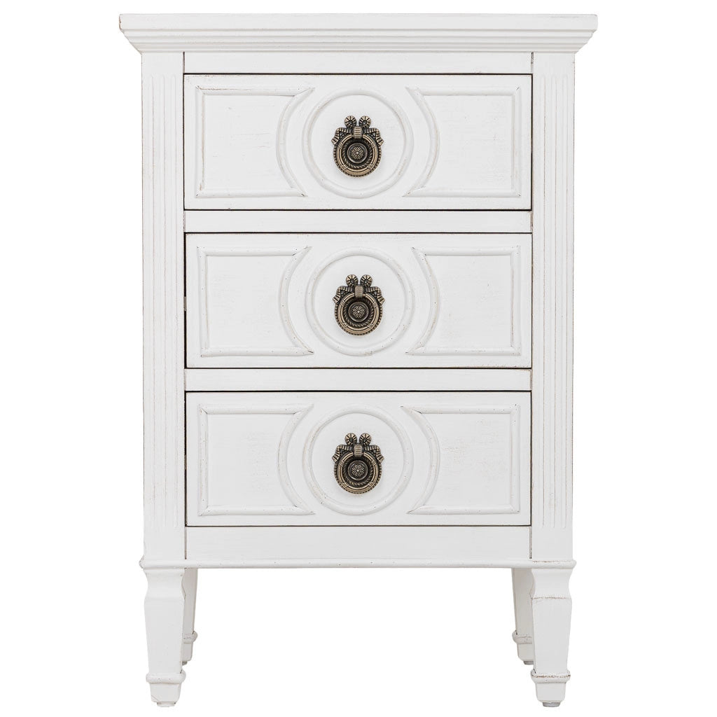 Comodino in legno bianco 46x32,5x67h cm