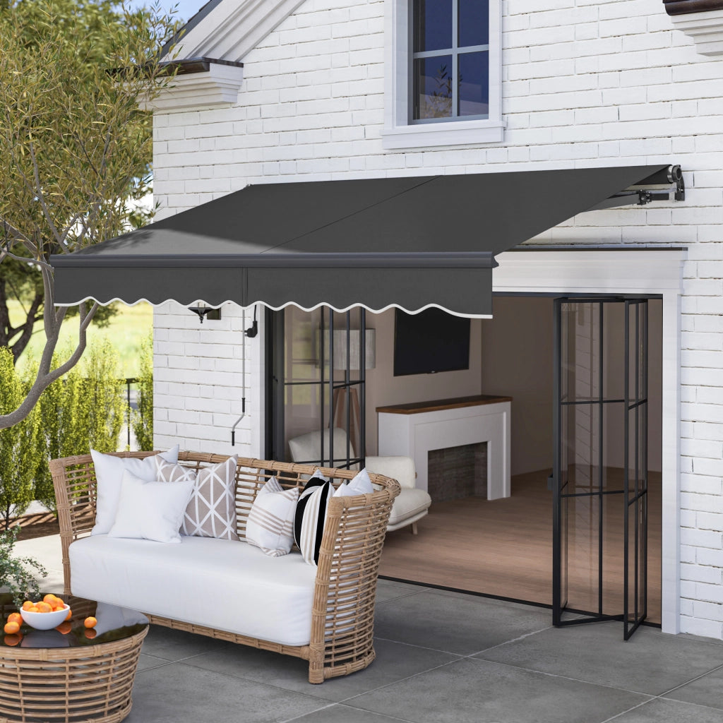 Toldo Retrattile per Giardino e Terrazzo ¨C zephmum ¨C Grigio Scuro 296x250 cm