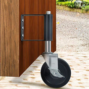 Ruote per porte in legno, cancelli e cancelli per giardino con carreggiata 100 mm, con ammortizzazione e ruote piantabili, set da 4 in nero