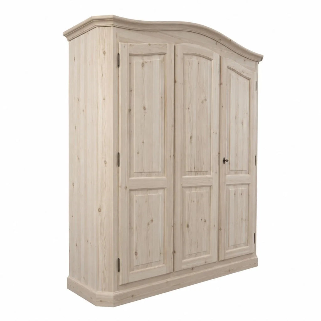 Armadio classico 3 porte legno massello abete grezzo 181x63x217 (2205) - Mobili 2G