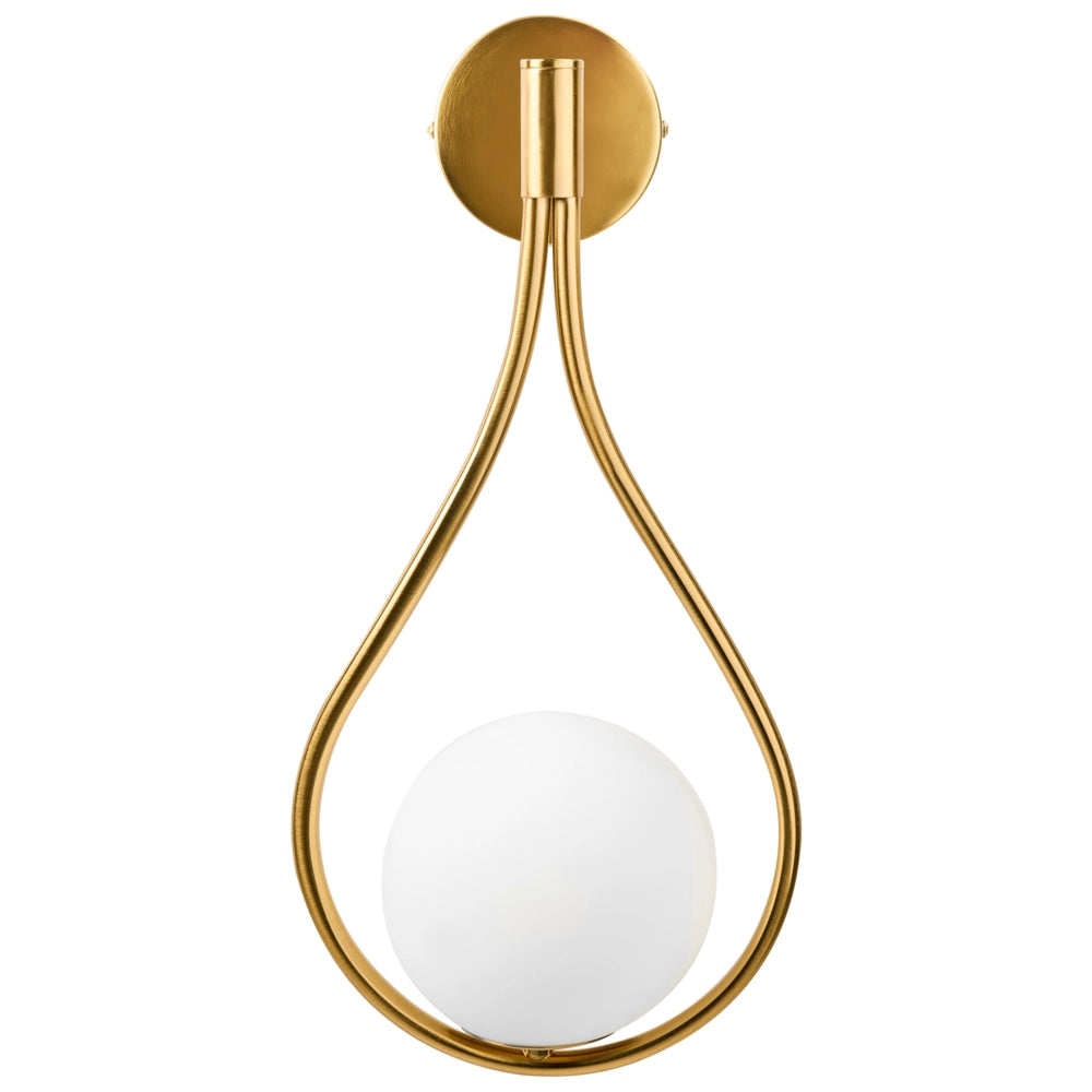 Lampada da parete Base in metallo dorato Paralume in vetro Elegante forma a lacrima Moderna Glam