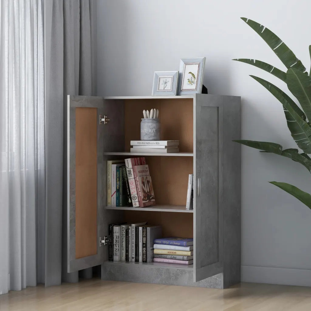 Libreria-Scaffale per Libri-Mobile di Stoccaggio Grigio Cemento 82,5x30,5x115 cm in Legno Multistrato