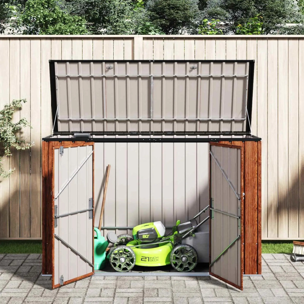 Scatola di Stoccaggio per Giardino Marrone 214 x 82 x 132 cm