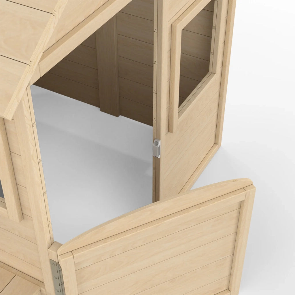IDMarket - Casetta in legno per bambini ODYSSEY, casetta da esterno con tavolo da picnic incorporato