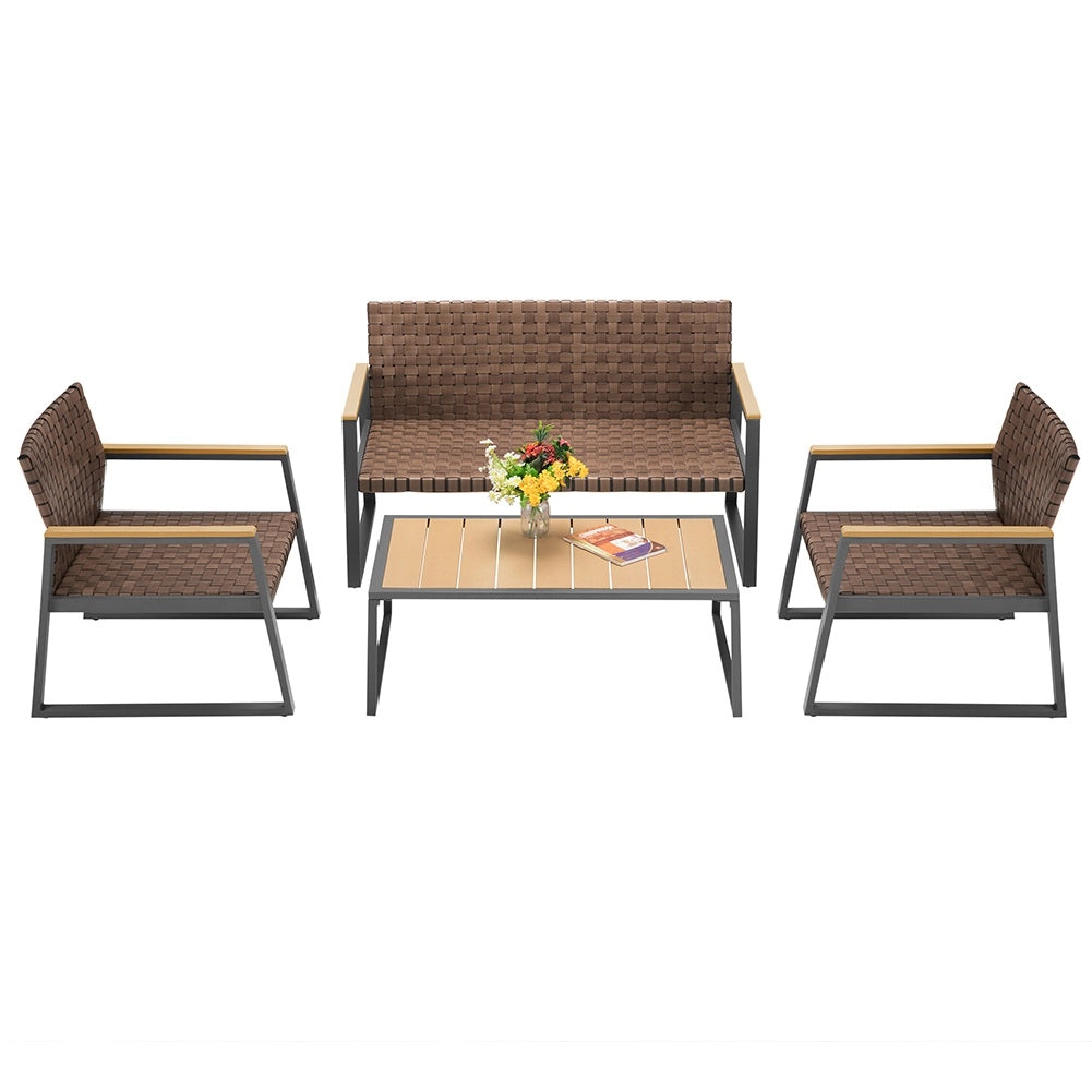 Set da Goardino Salotto, 2 Poltrene e Tavolino in Polyrattan uso Esterno Interno