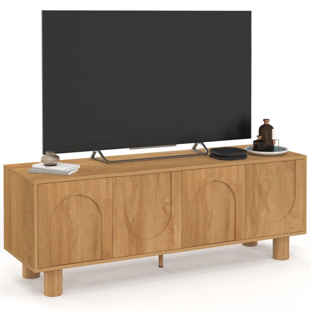 IDMarket - Mobile TV ARCHIE 140 cm con 4 ante ad arco effetto legno