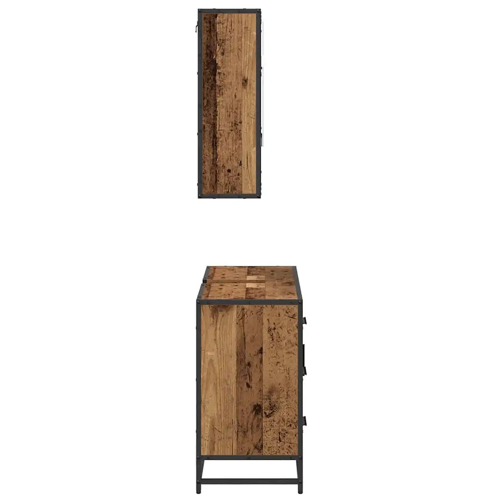 Set di mobili per il bagno con cassetto 2 pcs Legno vecchio 3402426