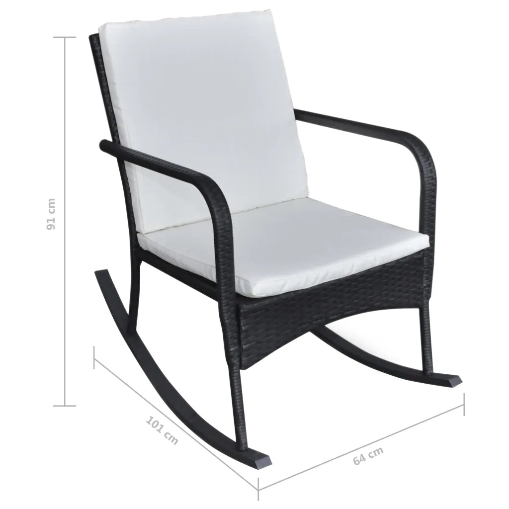 Sedia a Dondolo da Giardino Nera in Polyrattan 42493