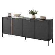 Madia Hamebati, Credenza 4 Ripiani, 203x40x81h cm Nero Antracite