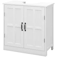 kleankin Mobile sottolavabo bagno mobile vasca con doppia porta e ripiano regolabile, 60x30x60cm, bianco