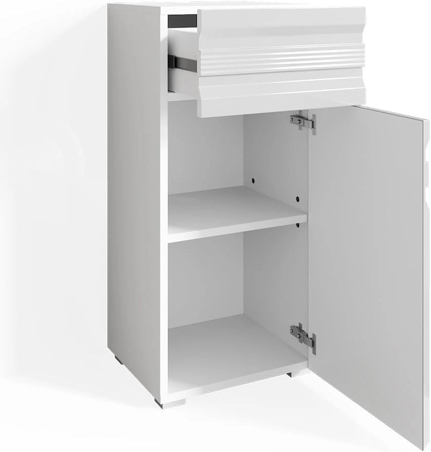 Mobiletto bagno Fredd, Bianco lucido, 36.4 x 79 cm, a parete con due ripiani interni regolabili
